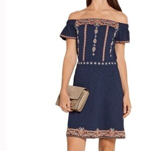 Tory Burch Neil Blue Embroidered Dress- Small